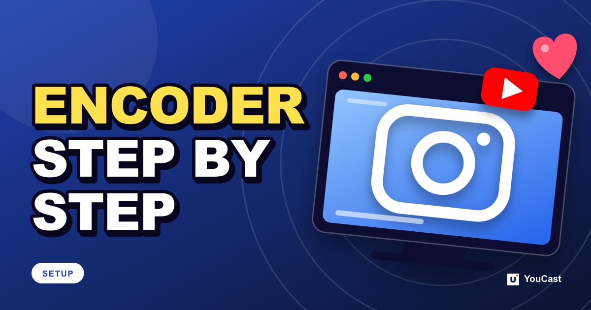 Cover graphic with the headline "ENCODER STEP BY STEP" and a camera icon and the YouTube icon
