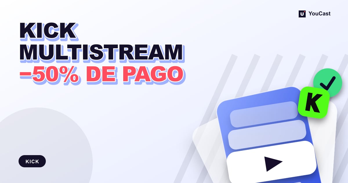 Multitransmisión en KICK: el interruptor, los comandos /multi y el recorte del 50 % en el pago Portada con el titular «KICK MULTISTREAM −50% DE PAGO»