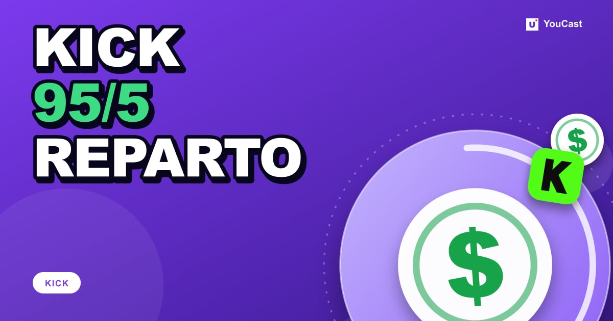 Reparto de ingresos de KICK: 95/5 en suscripciones, KICKs y Bounties Portada con el titular «KICK 95/5 REPARTO»