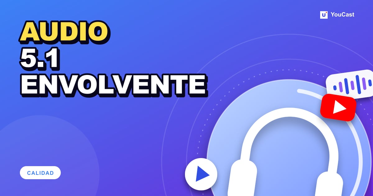 Sonido envolvente 5.1 en YouTube Live: códecs, bitrate y configuración Portada con el titular «AUDIO 5.1 ENVOLVENTE»