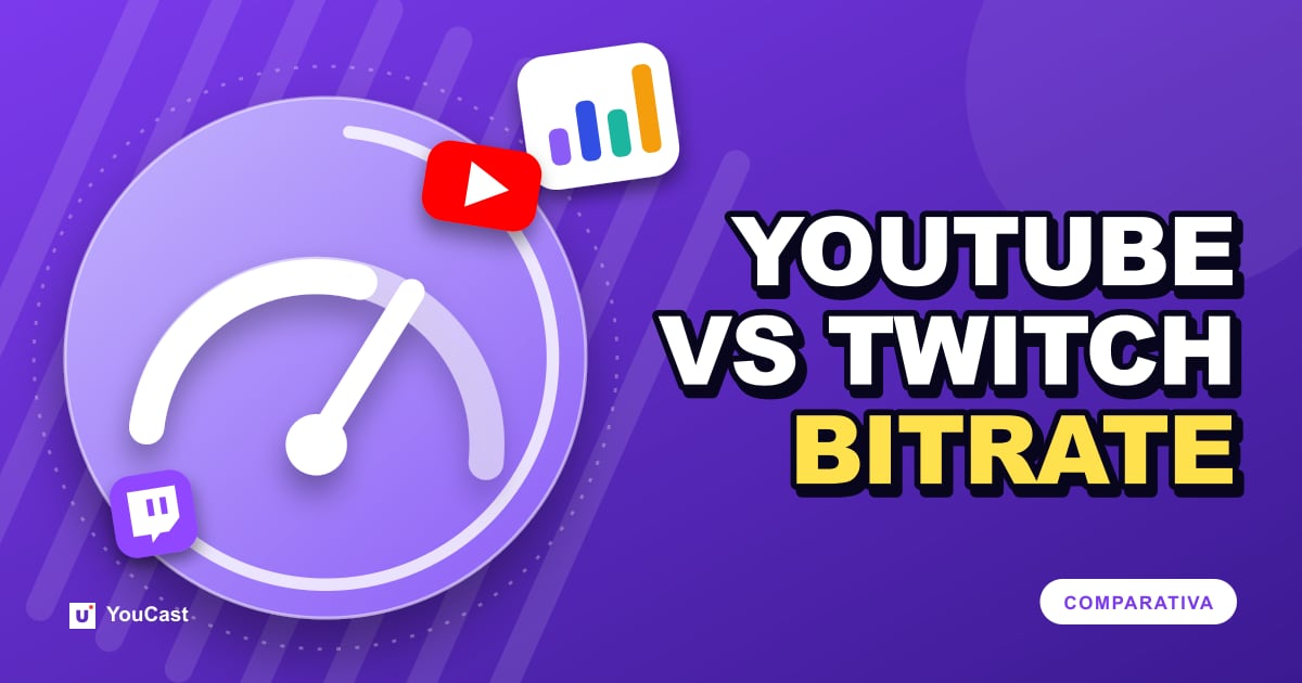 Recomendaciones de bitrate de YouTube y Twitch comparadas Portada con el titular «YOUTUBE VS TWITCH BITRATE»