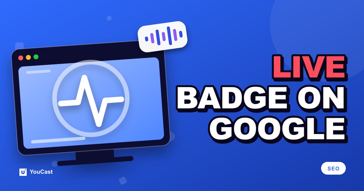 Cover graphic with the headline "LIVE BADGE ON GOOGLE" and a pulse line