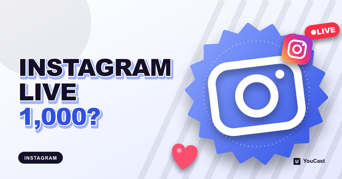 Cover graphic with the headline "INSTAGRAM LIVE 1,000?" and a camera outline with the Instagram icon
