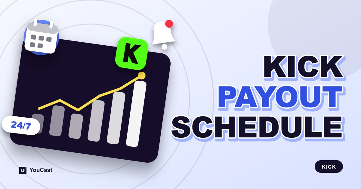 Cover graphic with the headline "KICK PAYOUT SCHEDULE" and a calendar and the Kick icon