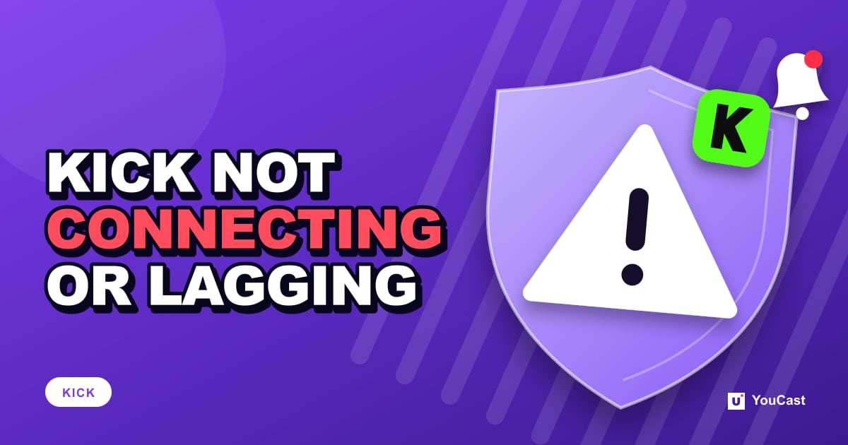 Cover graphic with the headline "KICK NOT CONNECTING OR LAGGING" and a warning sign and the Kick icon