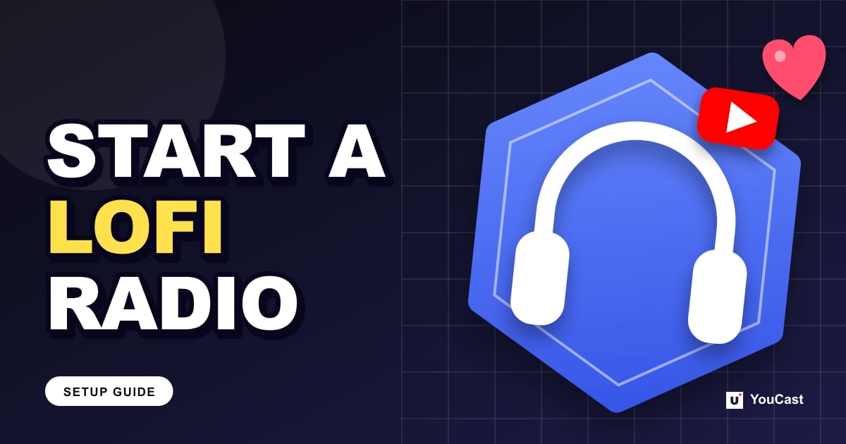 Cover graphic with the headline "START A LOFI RADIO" and a pair of headphones