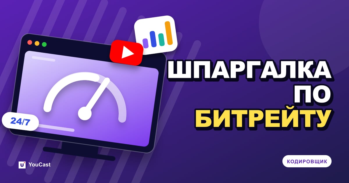 Настройки кодировщика YouTube Live: официальная таблица битрейтов с пояснениями Обложка с заголовком «ШПАРГАЛКА ПО БИТРЕЙТУ»
