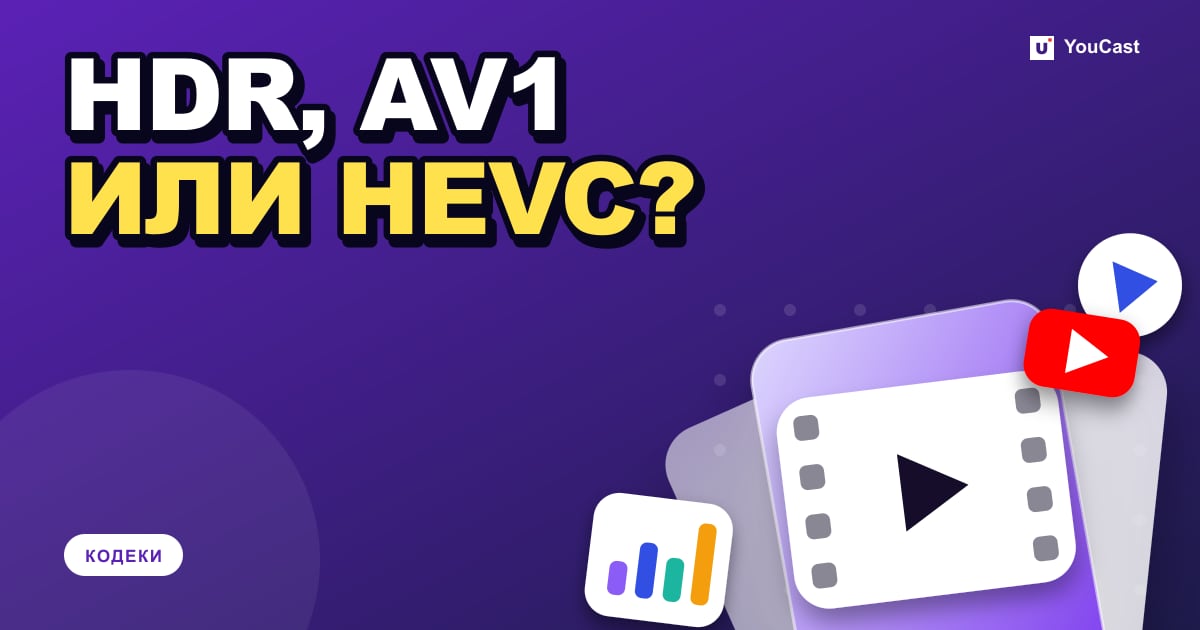 HDR, AV1 и HEVC в YouTube Live: какой кодек для какой задачи Обложка с заголовком «HDR, AV1 ИЛИ HEVC?»