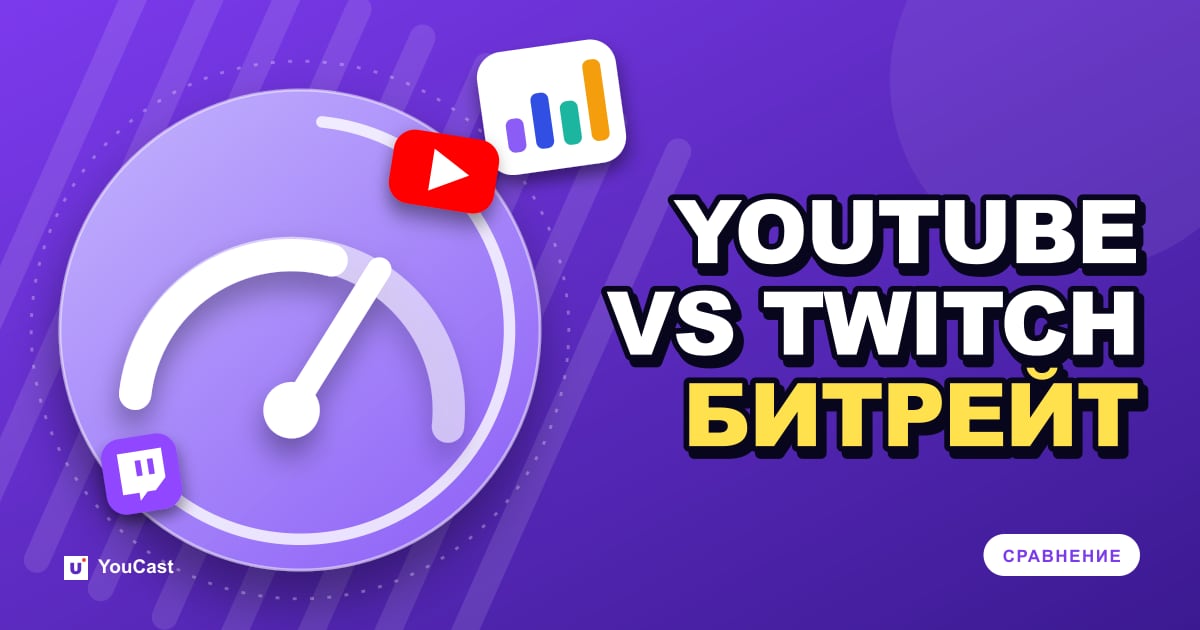 Рекомендации по битрейту: YouTube и Twitch в сравнении Обложка с заголовком «YOUTUBE VS TWITCH БИТРЕЙТ»