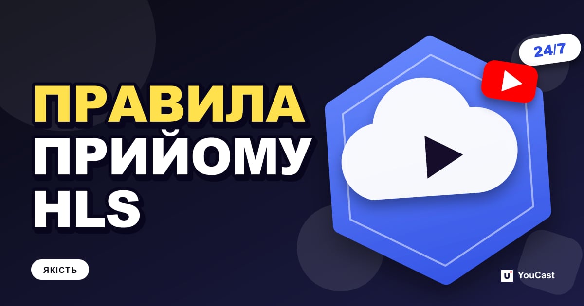 Прийом YouTube за HLS: тривалість сегмента, кодеки та обов’язкові налаштування Обкладинка із заголовком «ПРАВИЛА ПРИЙОМУ HLS»