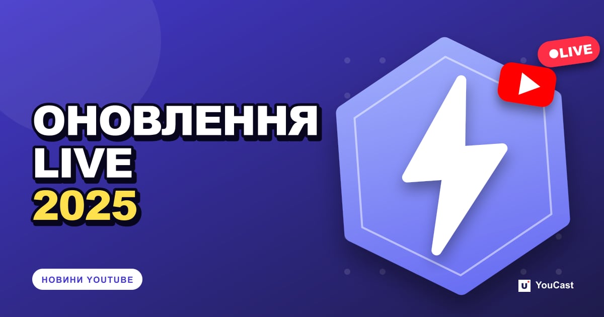 Оновлення YouTube Live 2025: режим практики, Playables, ШІ-хайлайти Обкладинка із заголовком «ОНОВЛЕННЯ LIVE 2025»