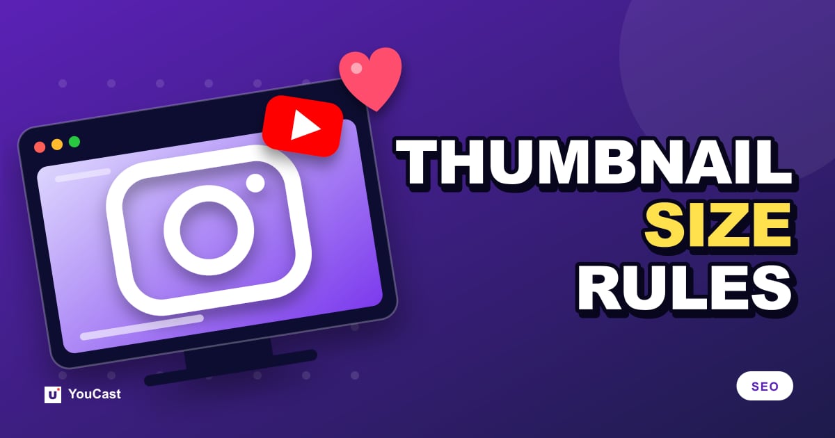 Cover graphic with the headline "THUMBNAIL SIZE RULES" and a camera and the YouTube icon