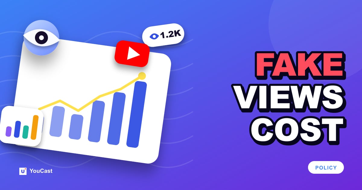 YouTube Invalid Traffic: How Fake Views Hit Earnings and Payments Cover graphic with the headline "FAKE VIEWS COST" and an eye and the YouTube icon
