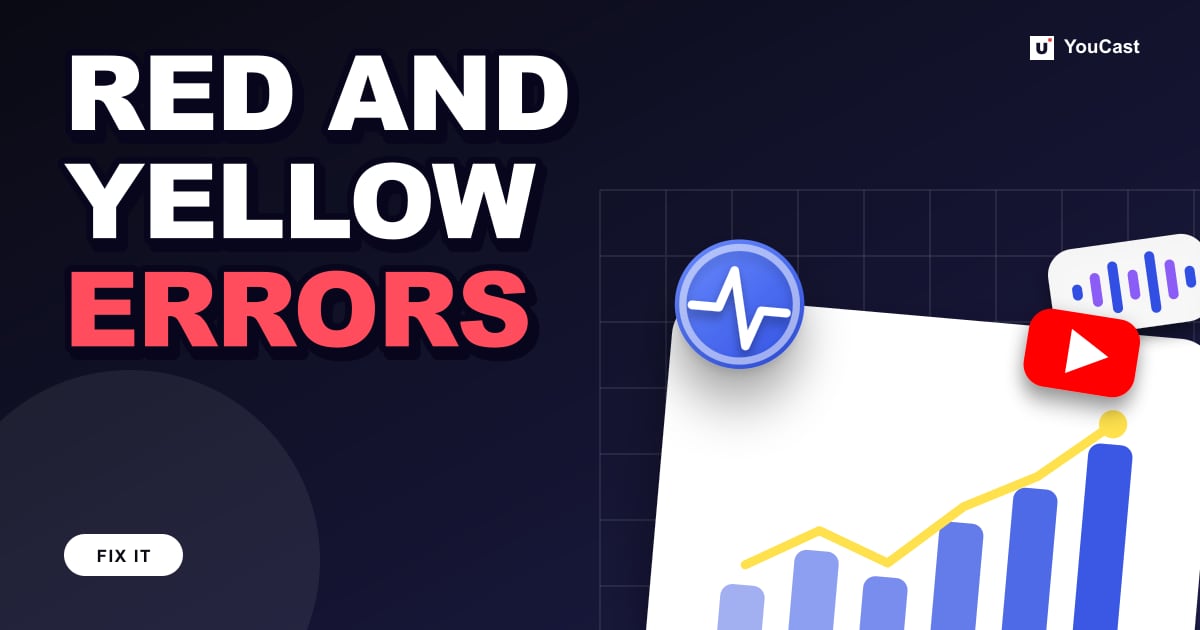 Cover graphic with the headline "RED AND YELLOW ERRORS" and a pulse line and the YouTube icon