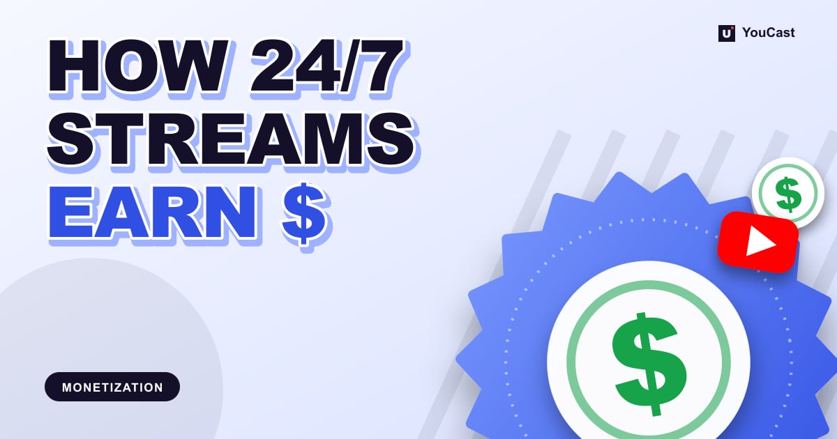 Cover graphic with the headline "HOW 24/7 STREAMS EARN $" and a coin with a green dollar sign