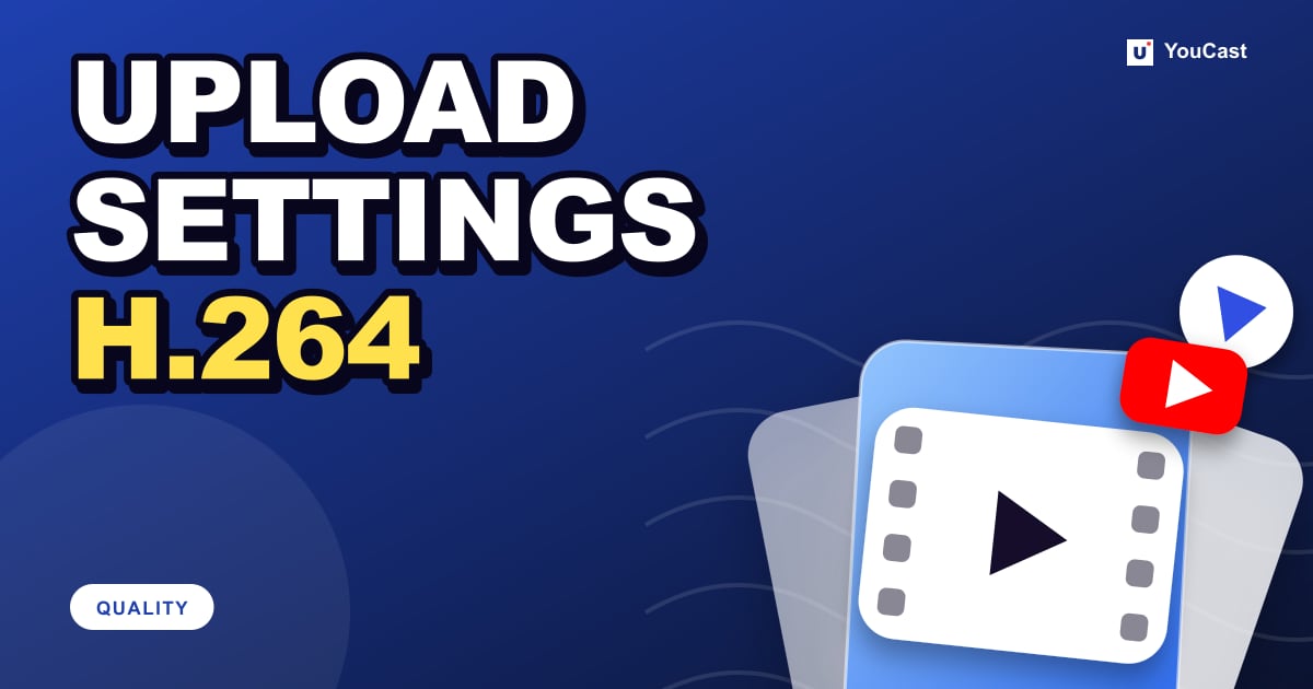 Cover graphic with the headline "UPLOAD SETTINGS H.264" and a film frame and the YouTube icon