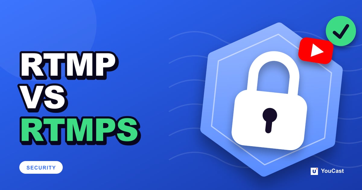 Cover graphic with the headline "RTMP VS RTMPS" and a padlock