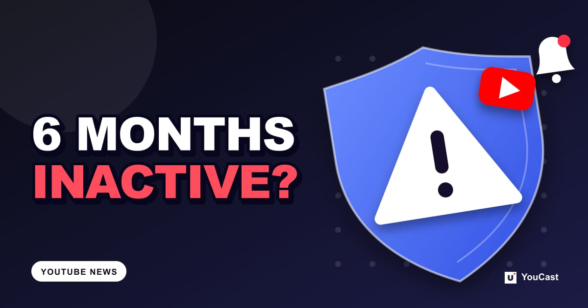 Inactive 6 Months? YouTube May Turn Off Monetization Cover graphic with the headline "6 MONTHS INACTIVE?" and a warning triangle